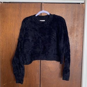 Fuzzy Black American Eagle Cropped Sweater